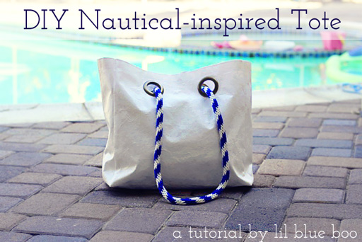 Nautical Inspired Altered Tote DIY Tutorial via lilblueboo.com