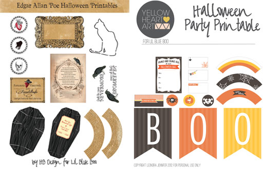 Halloween Party Printable Sets via lilblueboo.com Halloween Party Printable Sets via lilblueboo.com