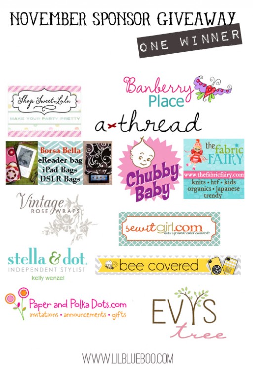I want to win the big November Sponsor Giveaway at lilblueboo.com I want to win the big November Sponsor Giveaway at lilblueboo.com