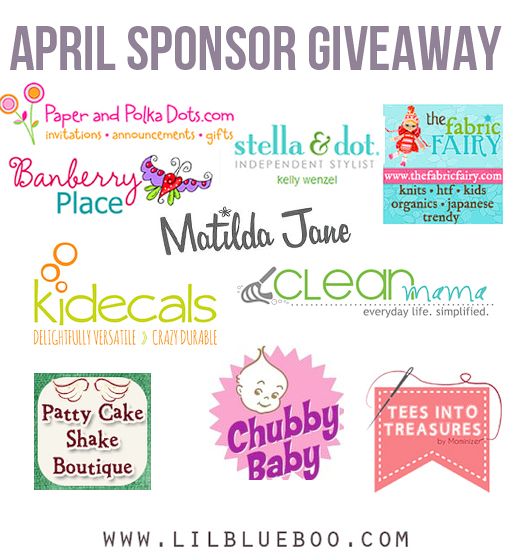 I want to win the big April Sponsor Giveaway at lilblueboo.com I want to win the big April Sponsor Giveaway at lilblueboo.com