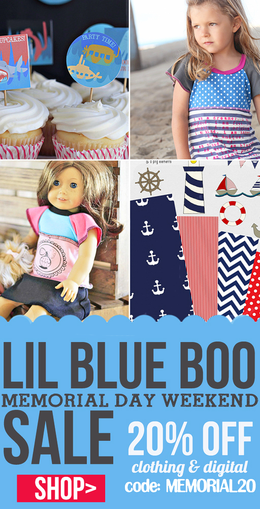Lil Blue Boo Memorial Day Weekend Sale on Clothing, Sewing Patterns, Party Printables and more! via lilblueboo.com Lil Blue Boo Memorial Day Weekend Sale on Clothing, Sewing Patterns, Party Printables and more! via lilblueboo.com