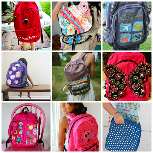 DIY Backpack Makeover Tutorials for Back to School via lilblueboo.com ...