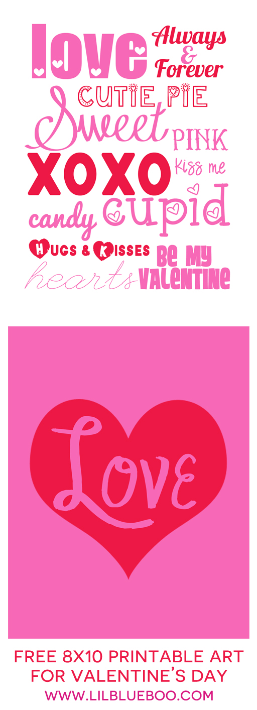 20 Free Valentine Printable Signs via Mandy's Party Printables from Lil Blue Boo
