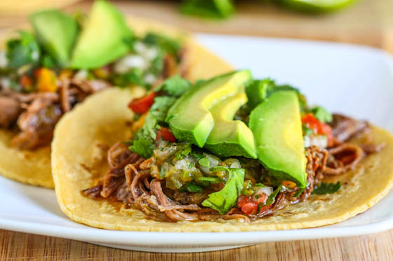   Crock-pot Beef Carnitas Tacos via  lilblueboo.com