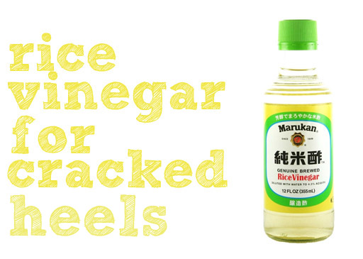 Random Beauty Tip: Repair cracked heels with rice vinegar via lilblueboo.com