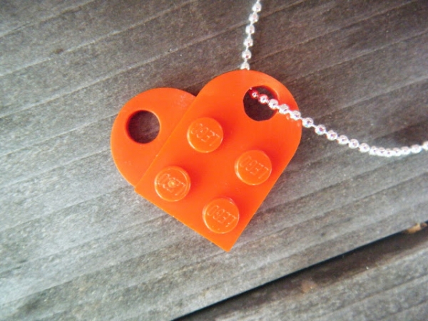DIY Lego Heart Pendant via lilblueboo.com DIY Lego Heart Pendant via lilblueboo.com