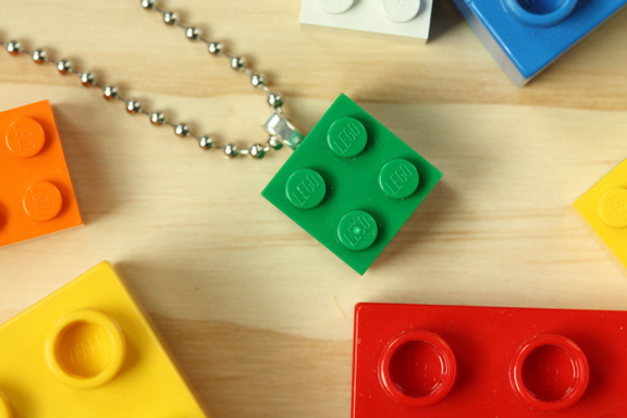 DIY Lego Pendant Necklace via lilblueboo.com DIY Lego Pendant Necklace via lilblueboo.com