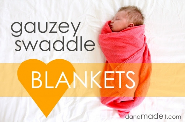 DIY Baby Gift Ideas: Gauze Swaddle Blankets by Made via lilblueboo.com