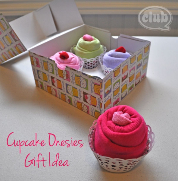 DIY Baby Gift Ideas: Cupcake Onesies via lilblueboo.com