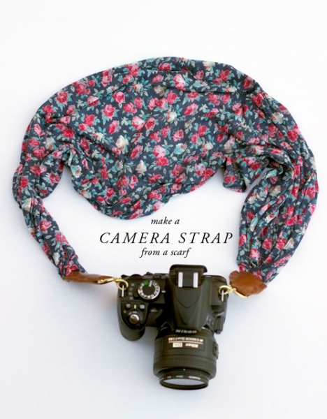 12 DIY Camera Strap Ideas: Camera Strap from a Scarf by The House that Lars Built via lilblueboo.com