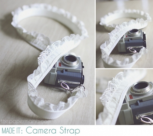 12 DIY Camera Strap Ideas: Lace Trim Camera Strap by The Paper Mama via lilblueboo.com