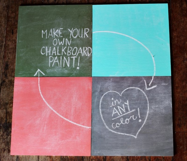 Craft Supplies you Can Make at Home: DIY Chalkboard Paint at A Beautiful Mess via lilblueboo.com