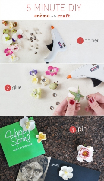 DIY Flower Thumb Tacks at Creme de la Craft via lilblueboo.com