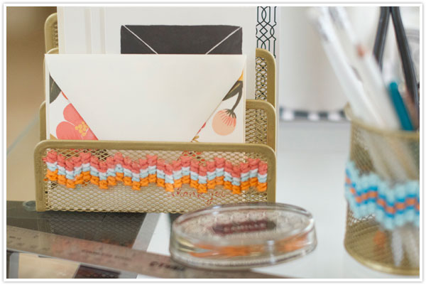 DIY Cross Stitch Office Supplies at Camille Styles via lilblueboo.com