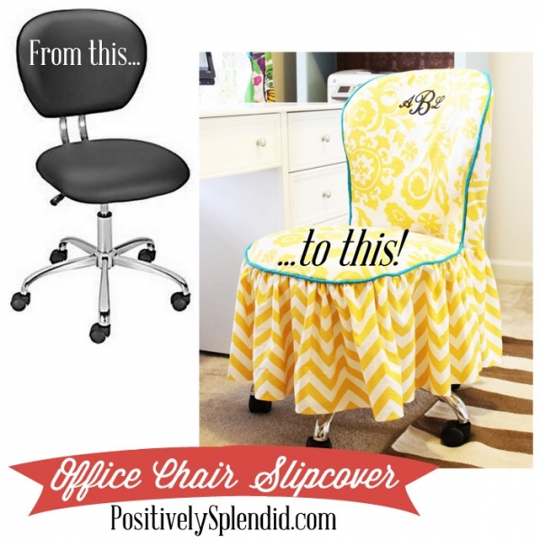 DIY Office Chair Slipcover at Positively Splendid via lilblueboo.com