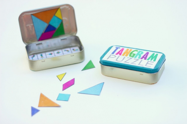 DIY Rainbow Magnetic DIY Travel Tangram by Delia Creates via lilblueboo.com