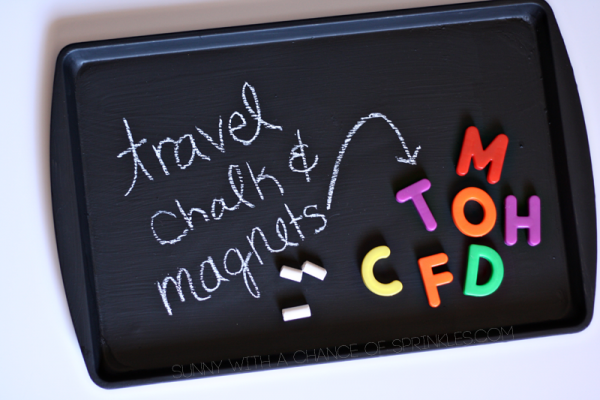 DIY Travel Chalk and Magnet Board by Sunny with a Chance of Sprinkles via lilblueboo.com