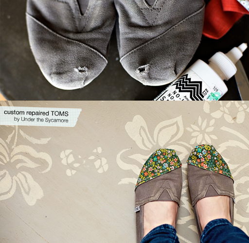 diy shoe repair toms via lilblueboo.com