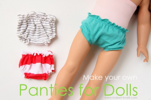 Doll underwear / panties tutorial with pattern from Make it & Love it via lilblueboo.com 