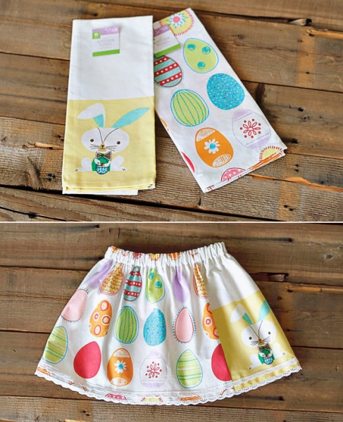 Dishtowel Skirt Tutorial via lilblueboo.com