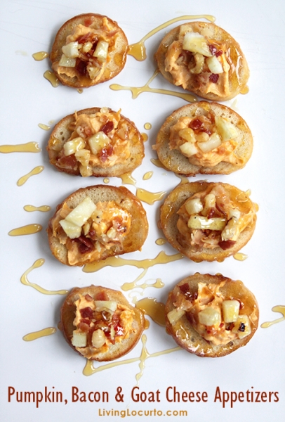 Easy Appetizer Idea: Pumpkin, Bacon and Goat Cheese by Living Locurto  via lilblueboo.com