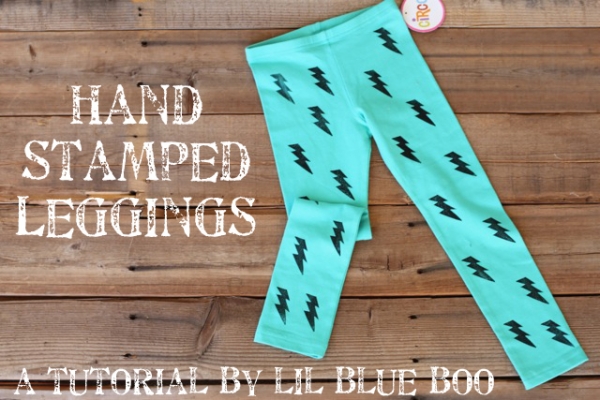 Hand Stamped Leggings Tutorial via lilblueboo.com