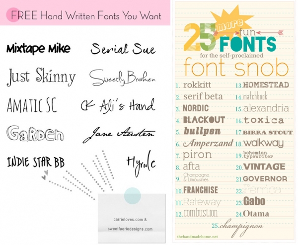 Font Roundups You Should Check Out from Carrie Loves and The Handmade Home via lilblueboo.com Font Roundups You Should Check Out from Carrie Loves and The Handmade Home via lilblueboo.com