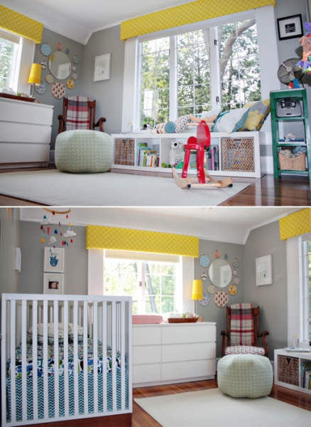 Colorful Gender Neutral Nursery featured at HGTV via lilblueboo.com