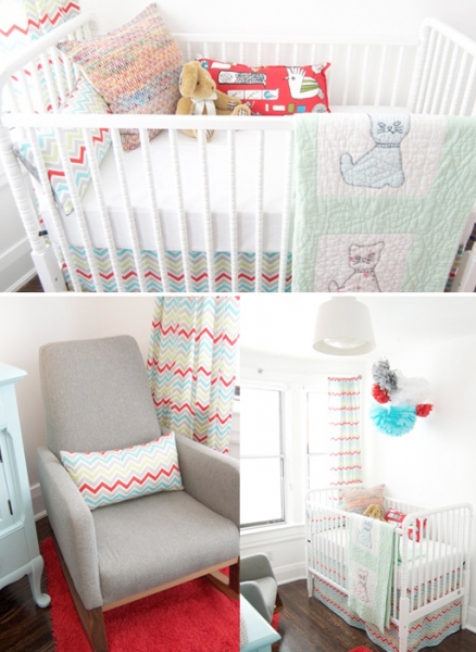 Gender Neutral Chevron Nursery at Chic and Cheap Nursery via lilblueboo.com