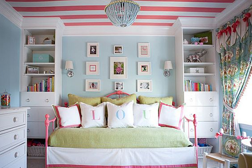 coral blue green girls bedroom decor via lilblueboo.com
