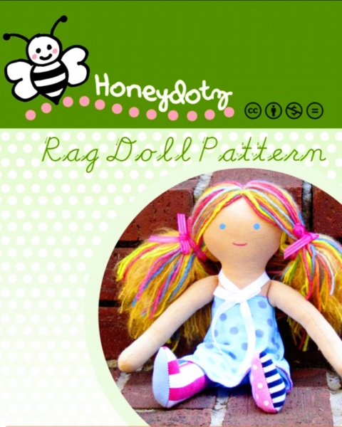 Honeydotz Rag Doll PDF Sewing Patterna and Tutorial via lilblueboo.com