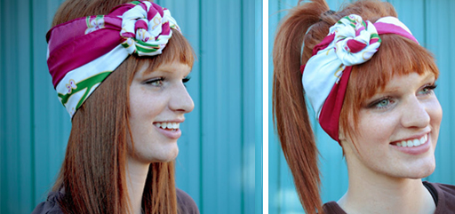 Modern Rosie Riveter Hair Scarf Tutorial from The Letter 4 via lilblueboo.com
