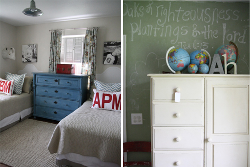 Cute twin beds and other boy's bedroom decor ideas via lilblueboo.com 