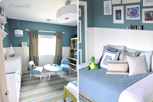 Nautical theme and other boy's bedroom decor ideas via lilblueboo.com 