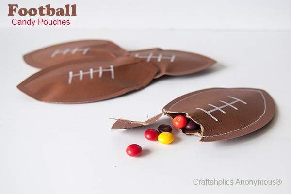 Kid Friendly Super Bowl Ideas: Football Candy Pouches via lilblueboo.com