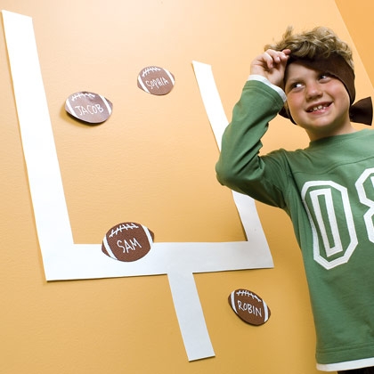 Kid Friendly Super Bowl Ideas:  Wall Football Game via lilblueboo.com