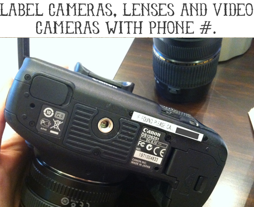 Labeling Ideas: Label Camera in Case of Loss via lilblueboo.com