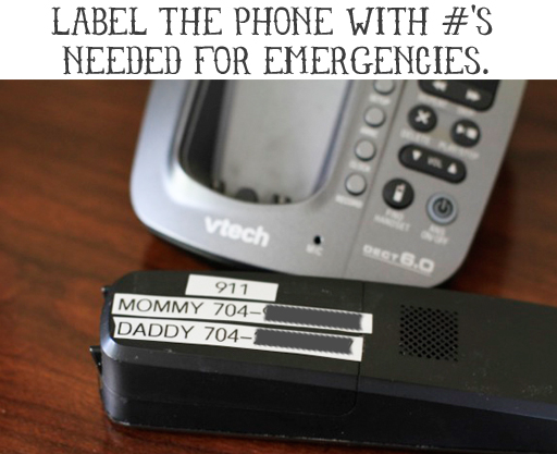 Labeling Ideas: Label Your Home Phone with Emergency #s via lilblueboo.com