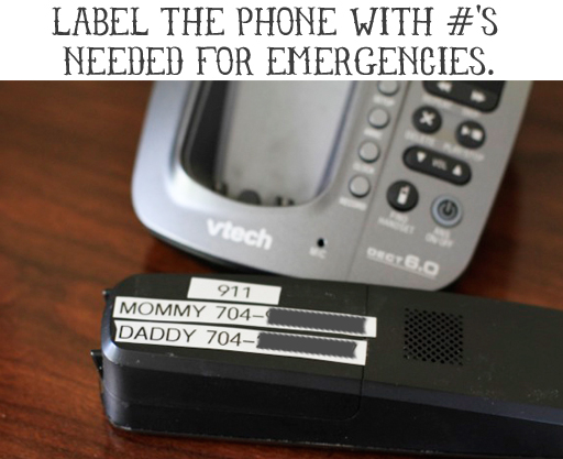 Labeling Ideas: Label Your Home Phone with Emergency #s via lilblueboo.com Labeling Ideas: Label Your Home Phone with Emergency #s via lilblueboo.com