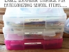 Labeling Ideas: Label Scrapbook Storage for School Work via lilblueboo.com