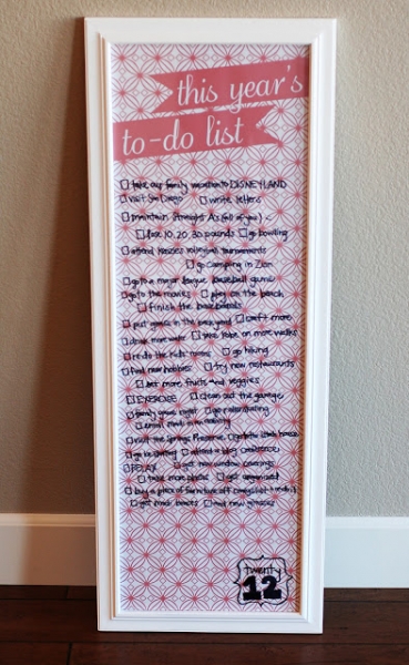 family resolutions or to do list display via lilblueboo.com