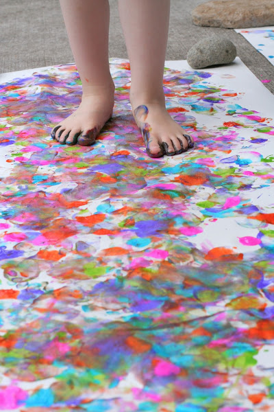 Painting with your Feet at Fun at Home with Kids via lilblueboo.com