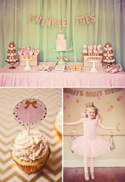 Party Ideas for Girls: Pink and Gold Ballerina Party by Paiges of Style featured on HWTM via lilblueboo.com Party Ideas for Girls: Pink and Gold Ballerina Party by Paiges of Style featured on HWTM via lilblueboo.com