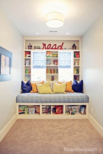 Reading Nook or Corner Space for Kids at Hiya Papaya via lilblueboo.com