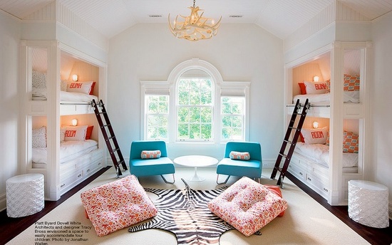 Shared Bedroom Ideas for Kids: Built in bunks at Little Lovely via lilblueboo.com