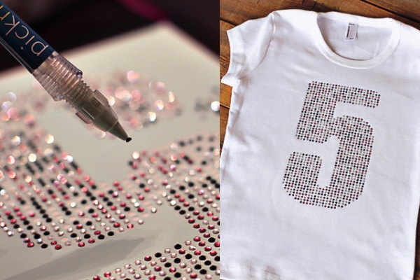 Rhinestone tee tutorial via lilblueboo.com