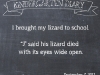 Lil Blue Boo\'s tales from a Kindergarten Diary Entry: Lizard #booism