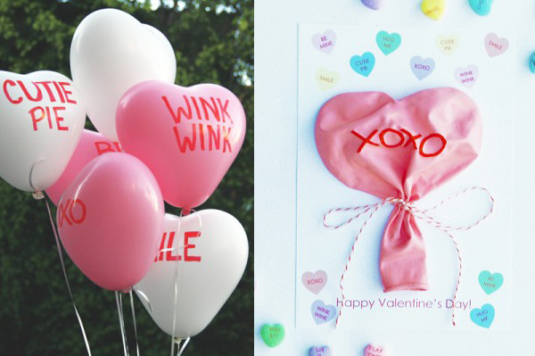 Conversation Heart Balloon Valentine's Day card from Studio DIY via lilblueboo.com