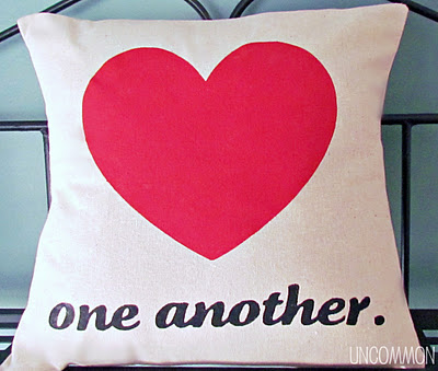 Love One Another Valentine's Day Heart Pillow DIY by Uncommon Designs via lilblueboo.com