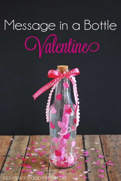 Message in a bottle Valentine's Day gift idea by A Pumpkin and a Princess via lilblueboo.com